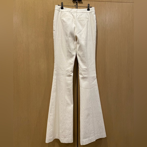 NWT RACHEL ZOE Ivory white cream chevron texture ultra flare slacks luxe size 2 - Picture 6 of 7